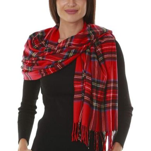 Oversized Tartan Blanket Scarf for Women – Cashmere-Feel Winter Shawl - Picture 4 of 10